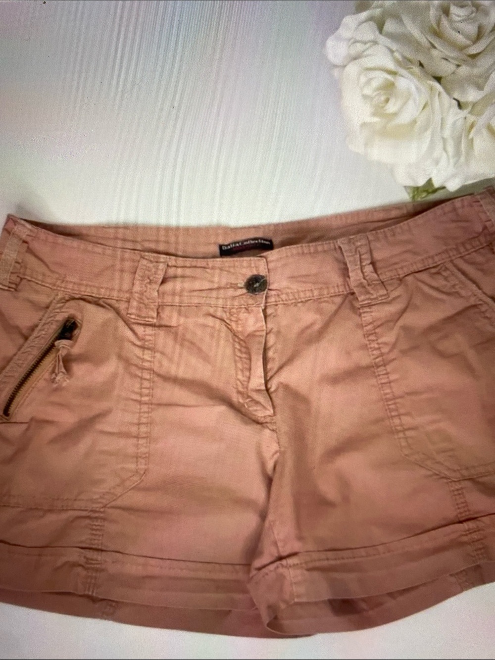 Dalia Collection Rose Tan Cargo Shorts